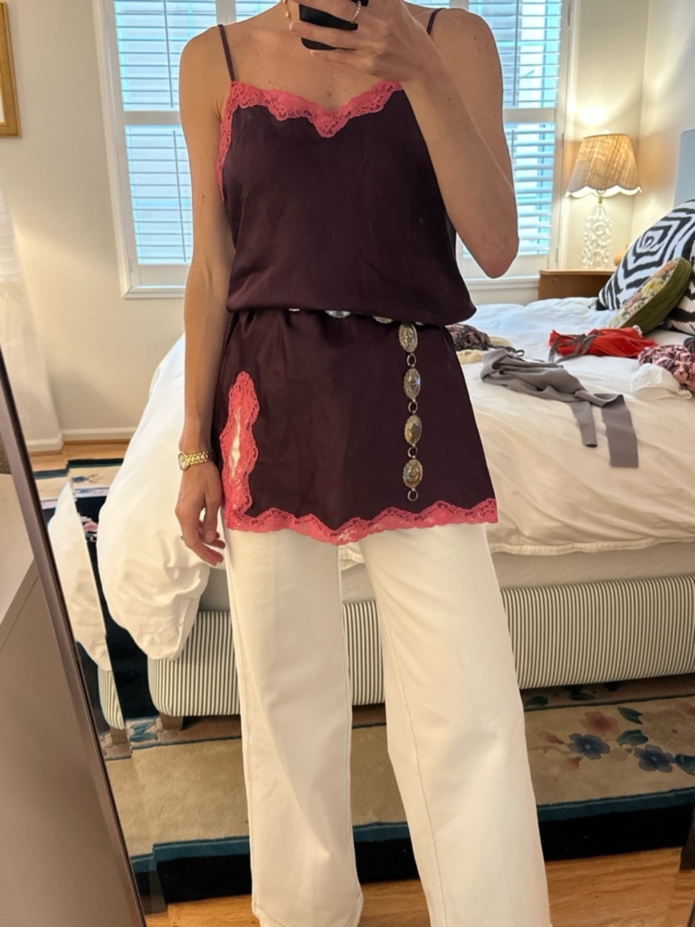 Victoria's Secret Navy Slip with Pink Lace Trim